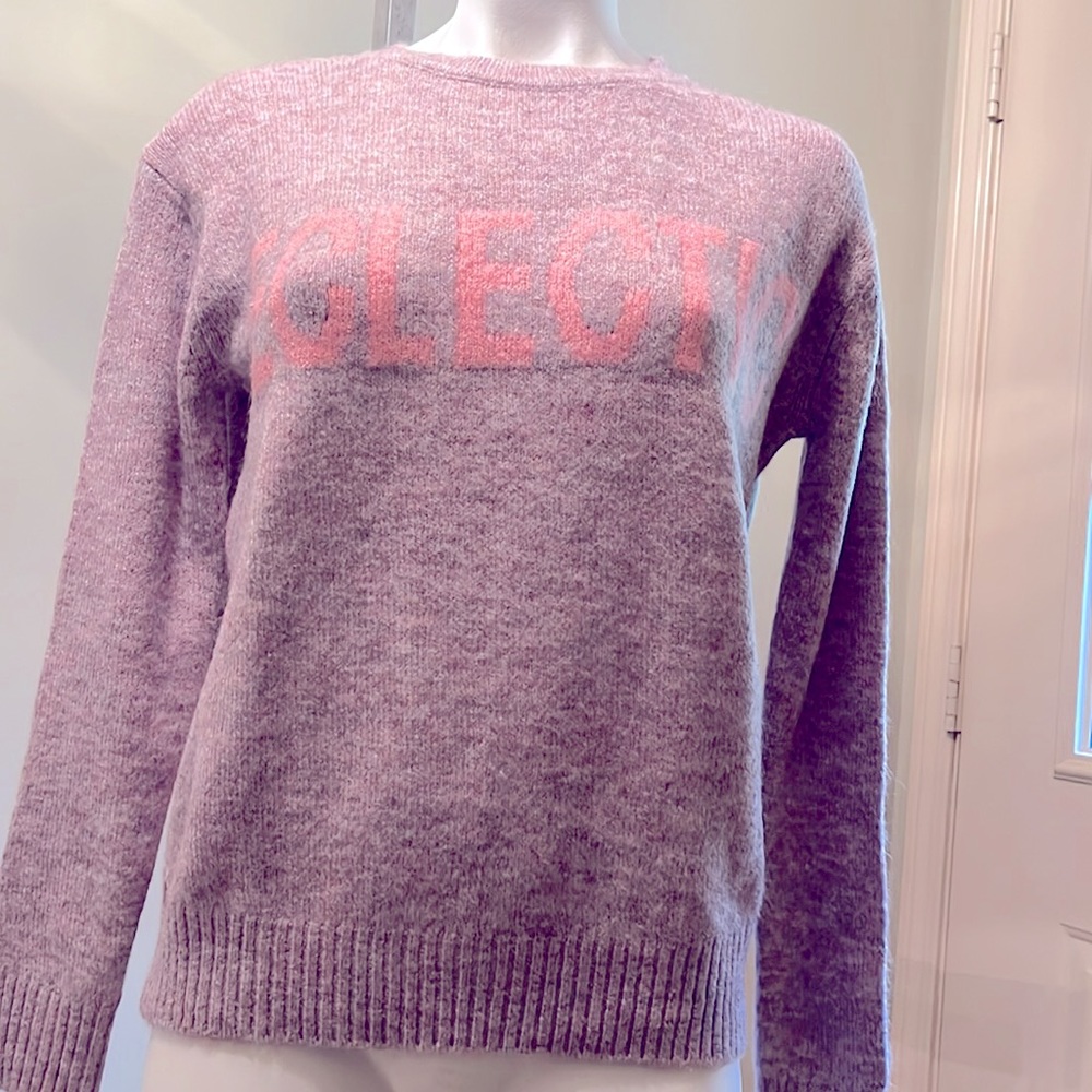 For The Republic Soft pullover purple heather/pink crewneck Sweater Size XS